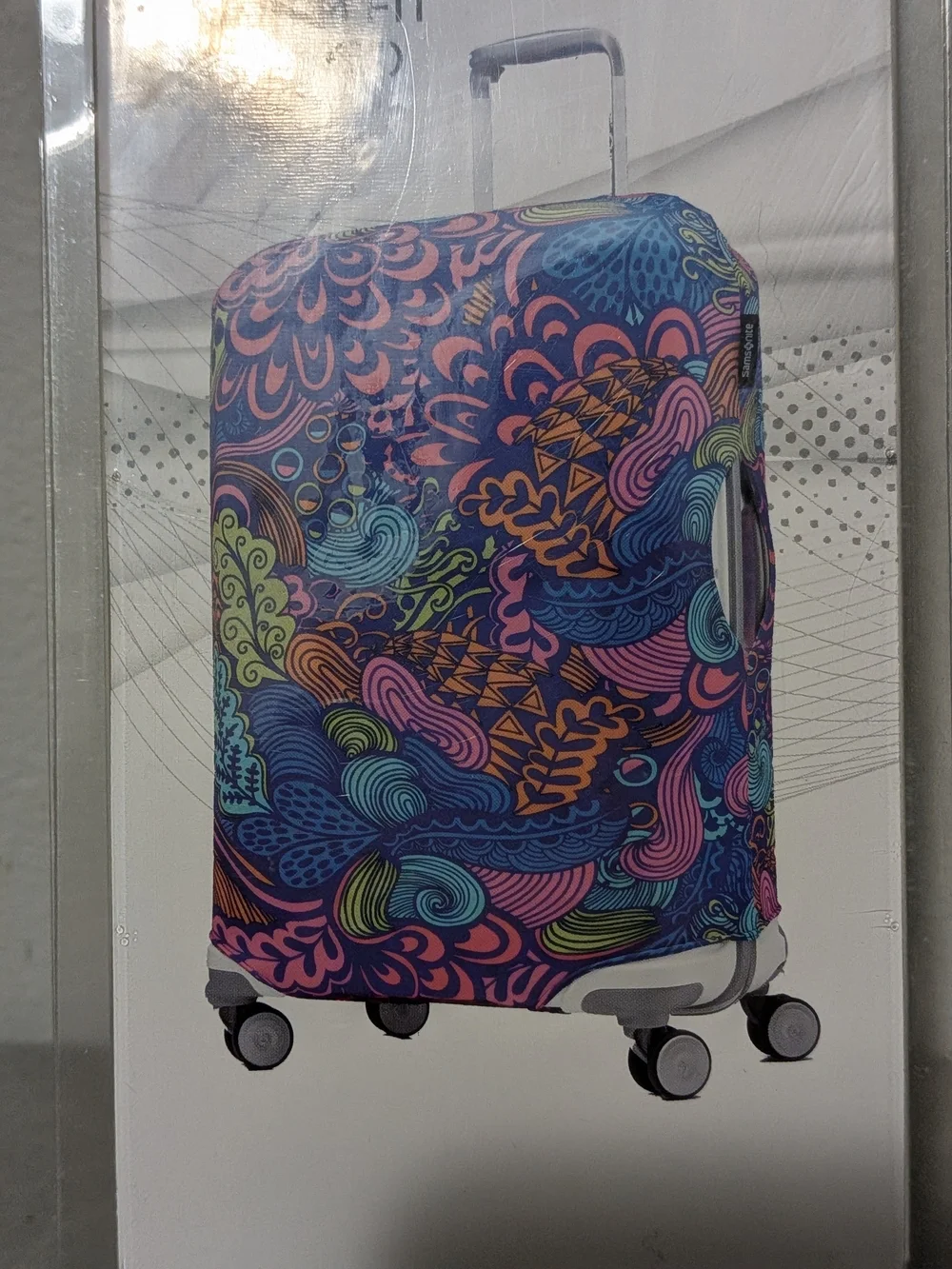 Samsonite Printed Luggage Cover in Multicolor Swirl Print - Picture 4 of 8
